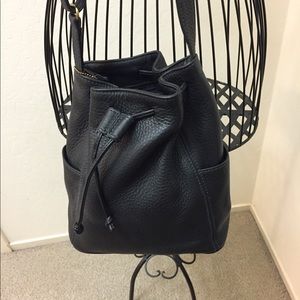 Coach Vintage Black Pebble Leather Drawstring Bag